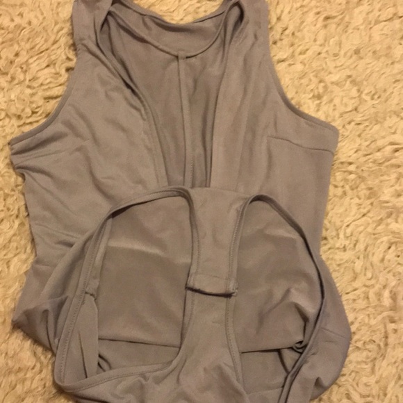Grey / Gray Strappy Bodysuit - Picture 6 of 7